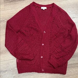 LOFT Burgundy Knit light weight Cardigan size M